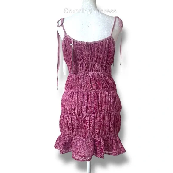 NWT For Love & Lemons Felicity Mini Dress Size Medium In Color Purple Combo - Picture 5 of 16